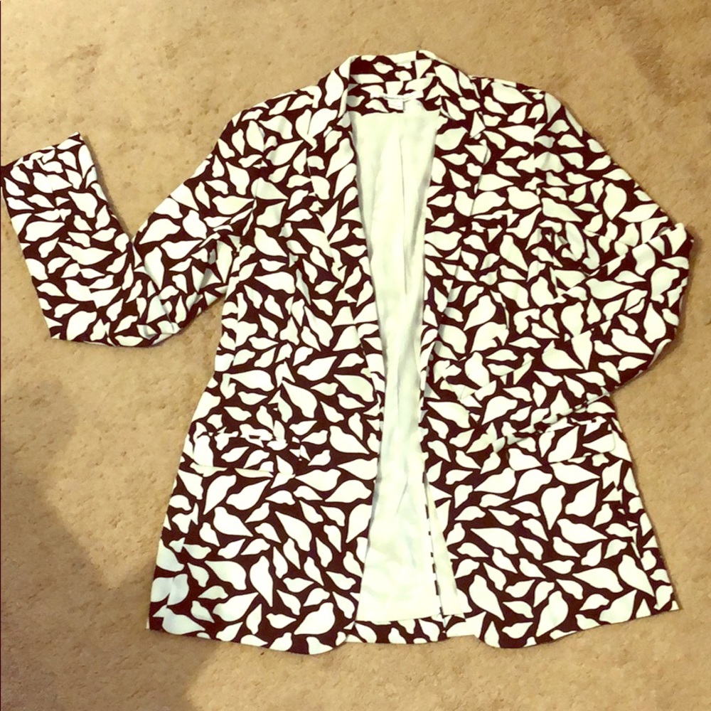 DVF Longline Printed Silk Blazer, 12